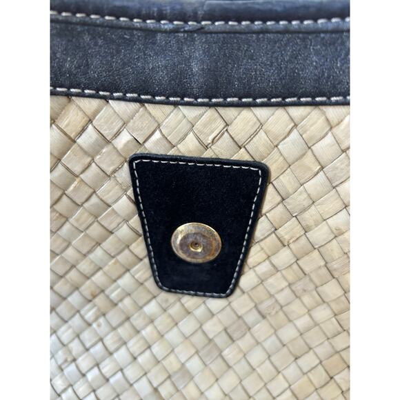 Vintage Y2K Coach 4419 Handbag Woven Straw Leather Trim Buckle Suede w/Turnlock - Picture 9 of 15